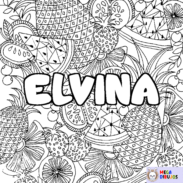 Coloración del nombre ELVINA - decorado mandala de frutas