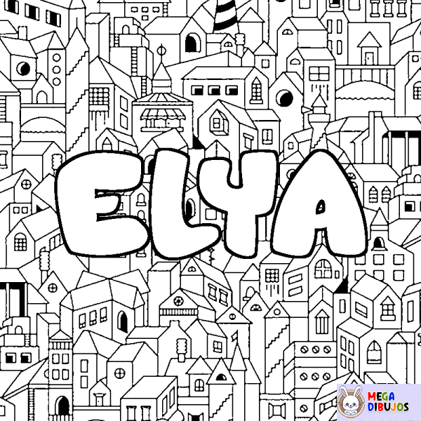 Coloración del nombre ELYA - decorado ciudad