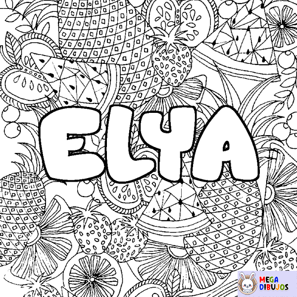 Coloración del nombre ELYA - decorado mandala de frutas