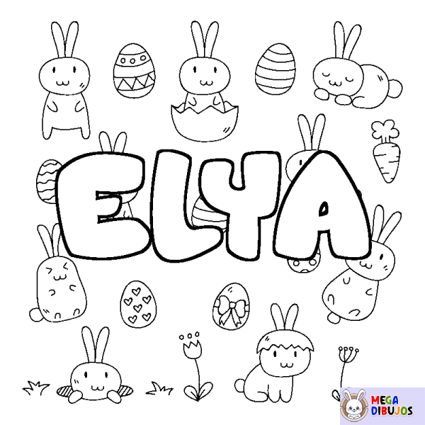 Coloración del nombre ELYA - decorado Pascua