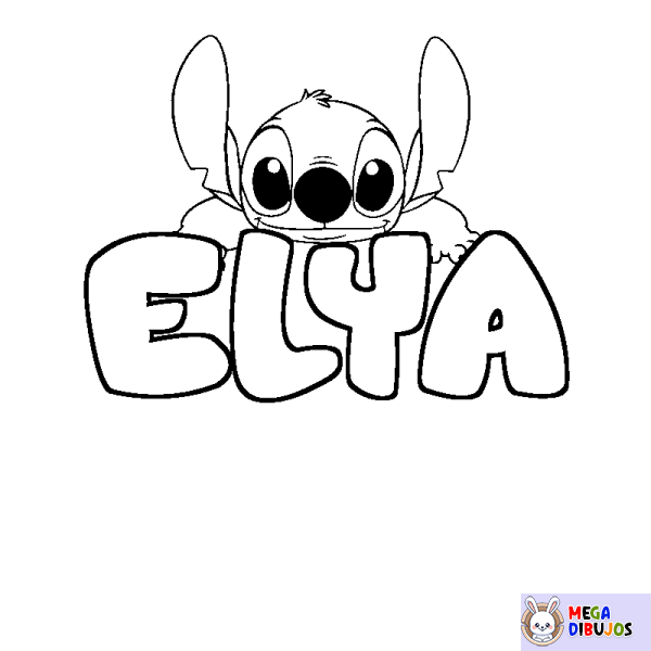 Coloración del nombre ELYA - decorado Stitch