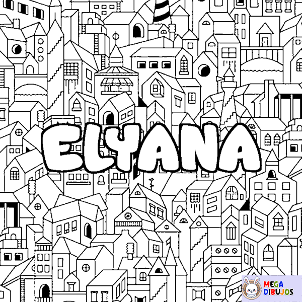 Coloración del nombre ELYANA - decorado ciudad