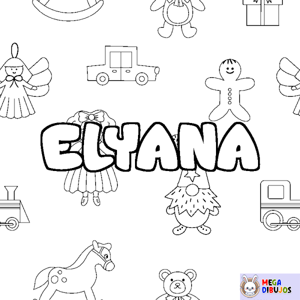 Coloración del nombre ELYANA - decorado juguetes