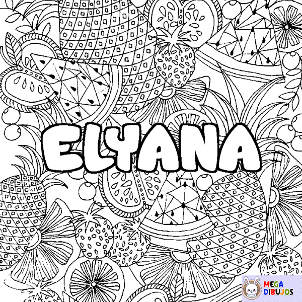 Coloración del nombre ELYANA - decorado mandala de frutas