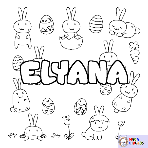 Coloración del nombre ELYANA - decorado Pascua