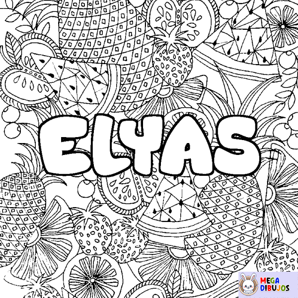 Coloración del nombre ELYAS - decorado mandala de frutas