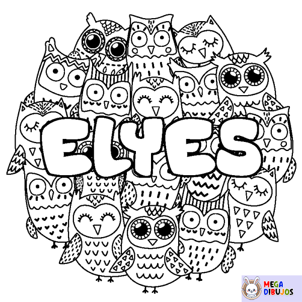 Coloración del nombre ELYES - decorado b&uacute;hos