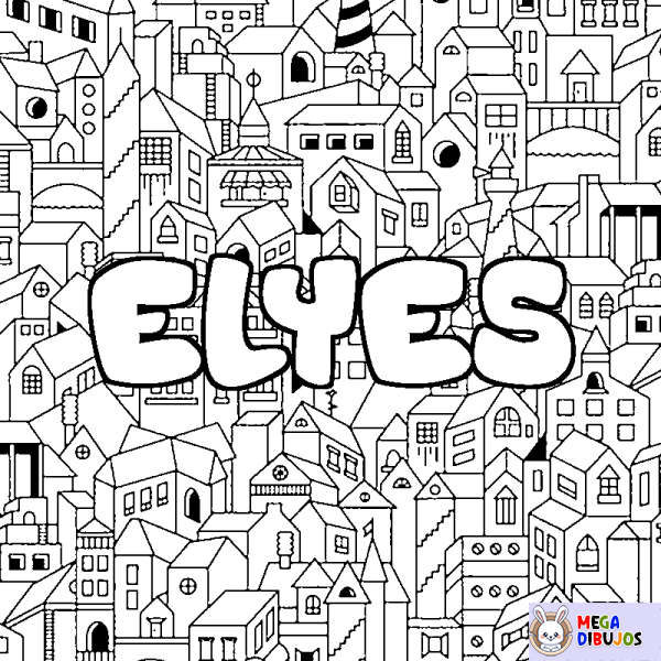 Coloración del nombre ELYES - decorado ciudad