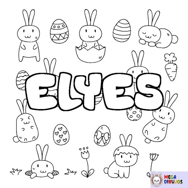 Coloración del nombre ELYES - decorado Pascua