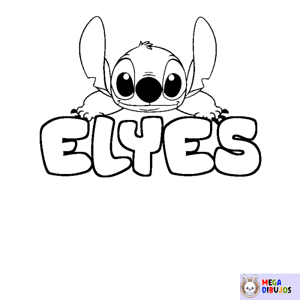 Coloración del nombre ELYES - decorado Stitch