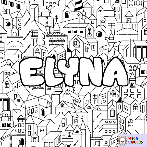 Coloración del nombre ELYNA - decorado ciudad