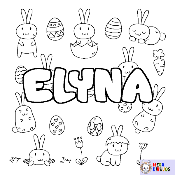 Coloración del nombre ELYNA - decorado Pascua