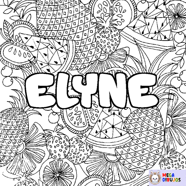 Coloración del nombre ELYNE - decorado mandala de frutas