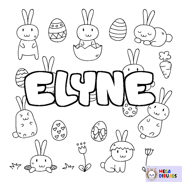 Coloración del nombre ELYNE - decorado Pascua