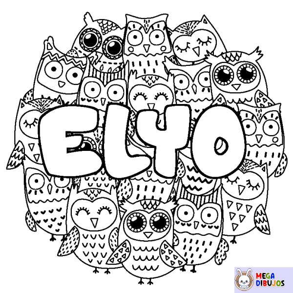 Coloración del nombre ELYO - decorado b&uacute;hos