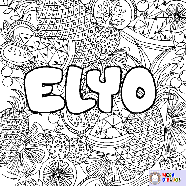 Coloración del nombre ELYO - decorado mandala de frutas