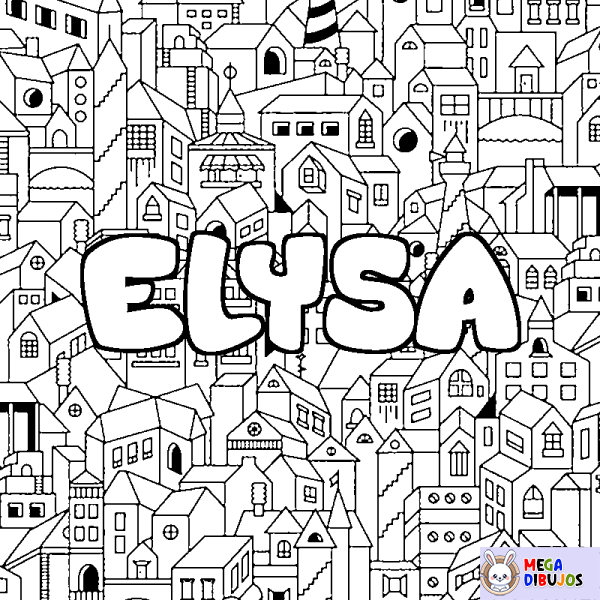 Coloración del nombre ELYSA - decorado ciudad