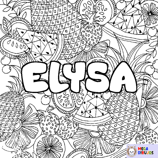 Coloración del nombre ELYSA - decorado mandala de frutas