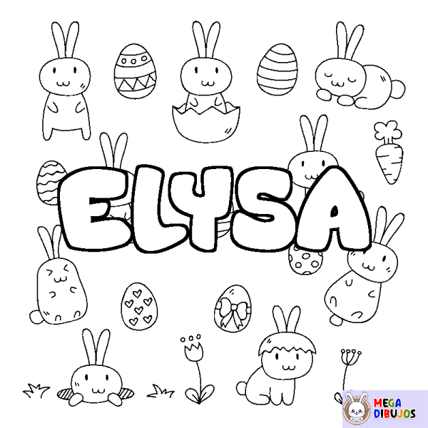 Coloración del nombre ELYSA - decorado Pascua