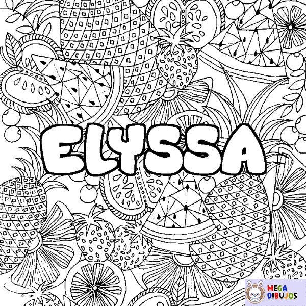 Coloración del nombre ELYSSA - decorado mandala de frutas