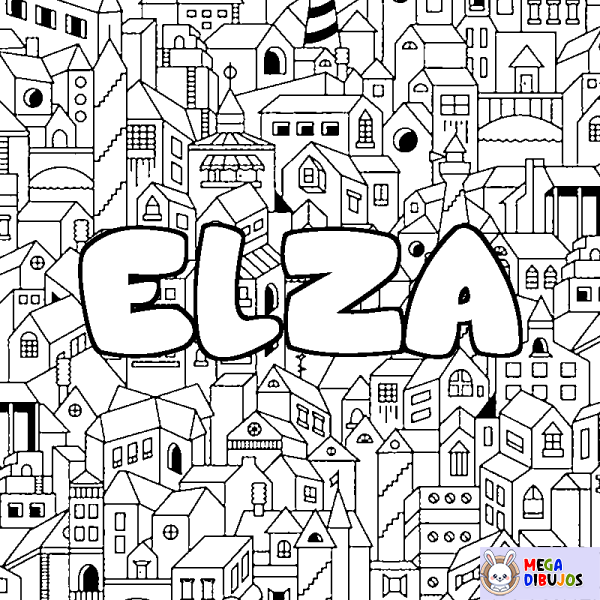 Coloración del nombre ELZA - decorado ciudad