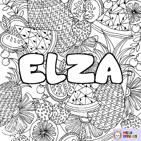 Coloración del nombre ELZA - decorado mandala de frutas