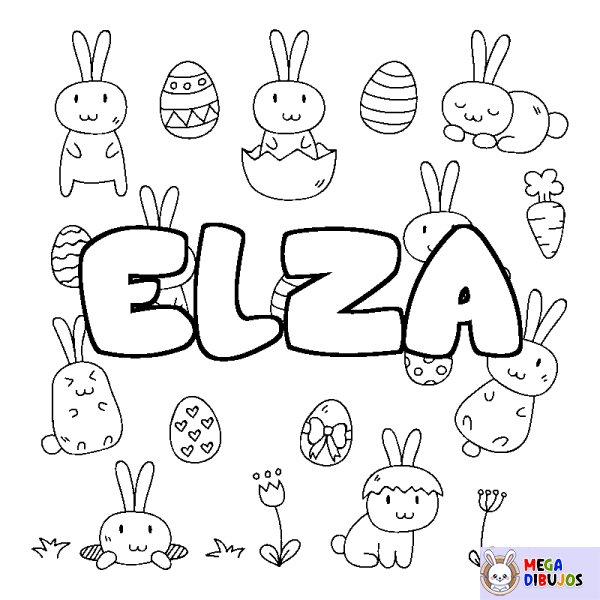 Coloración del nombre ELZA - decorado Pascua