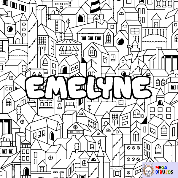 Coloración del nombre EMELYNE - decorado ciudad