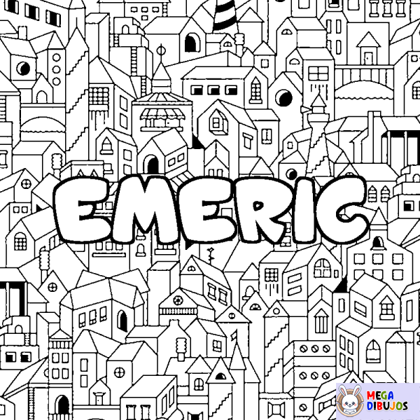 Coloración del nombre EMERIC - decorado ciudad