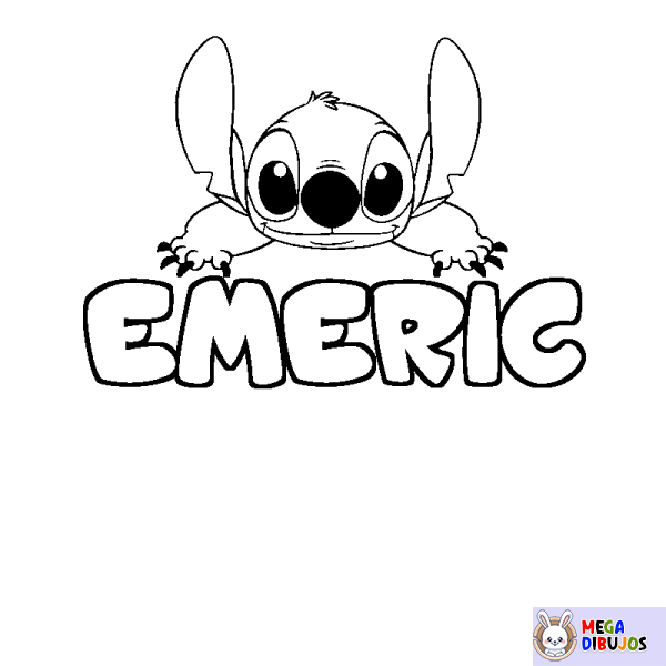 Coloración del nombre EMERIC - decorado Stitch