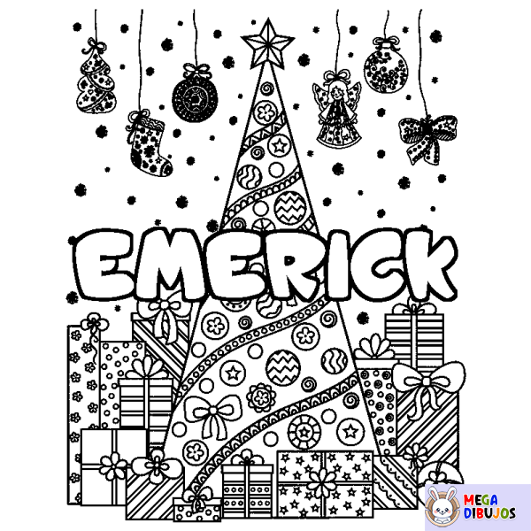 Coloración del nombre EMERICK - decorado &aacute;rbol de Navidad y regalos