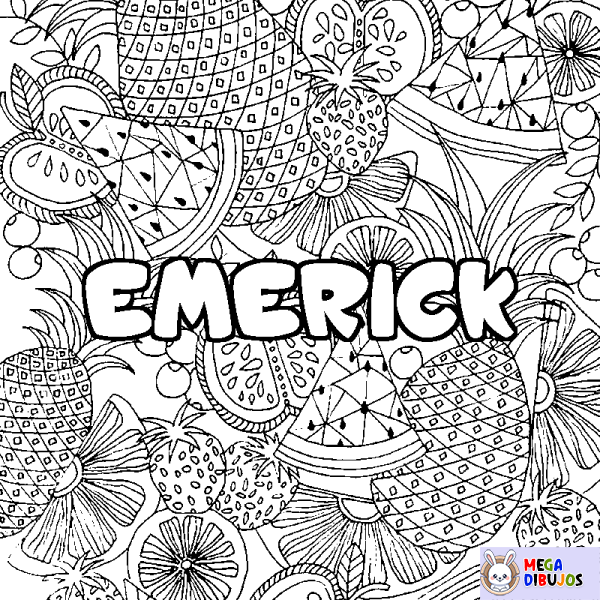 Coloración del nombre EMERICK - decorado mandala de frutas