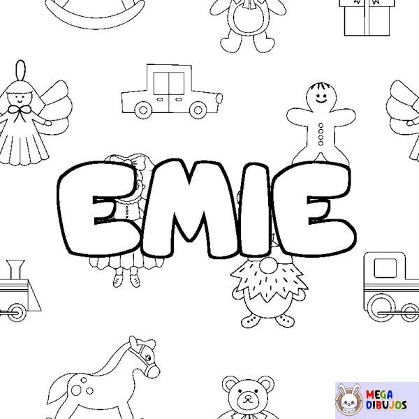 Coloración del nombre EMIE - decorado juguetes