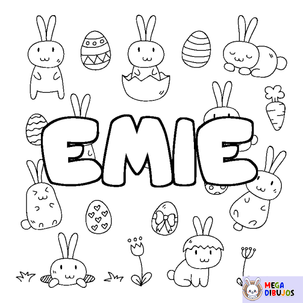 Coloración del nombre EMIE - decorado Pascua