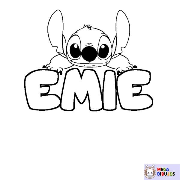 Coloración del nombre EMIE - decorado Stitch