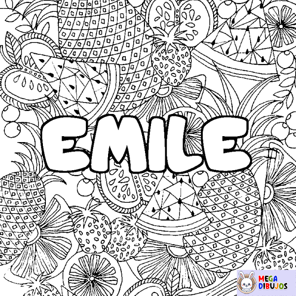 Coloración del nombre EMILE - decorado mandala de frutas