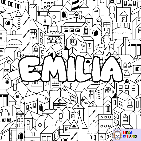 Coloración del nombre EMILIA - decorado ciudad