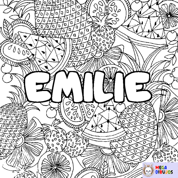 Coloración del nombre EMILIE - decorado mandala de frutas