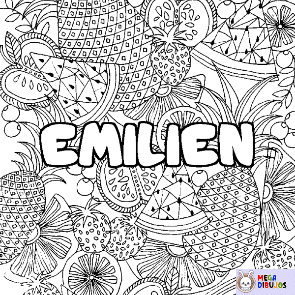 Coloración del nombre EMILIEN - decorado mandala de frutas