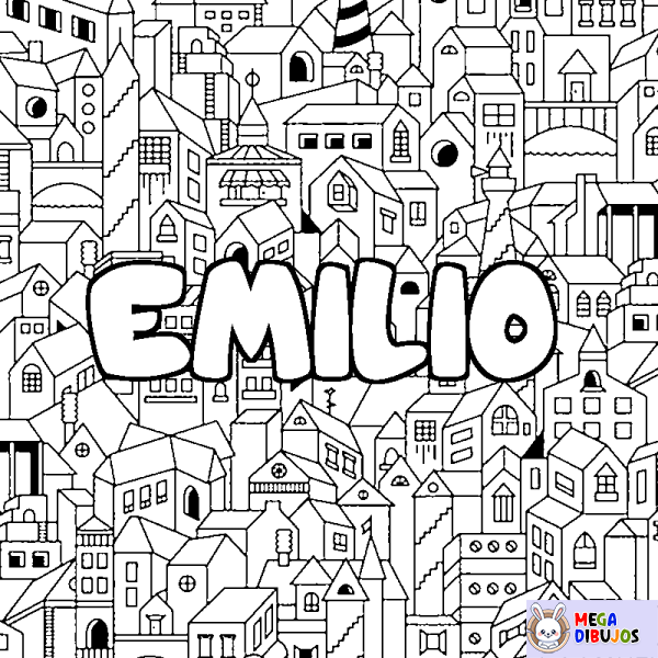 Coloración del nombre EMILIO - decorado ciudad