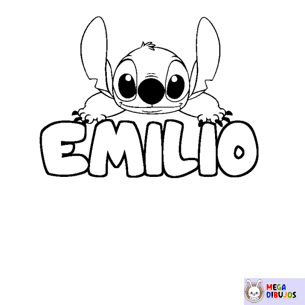 Coloración del nombre EMILIO - decorado Stitch