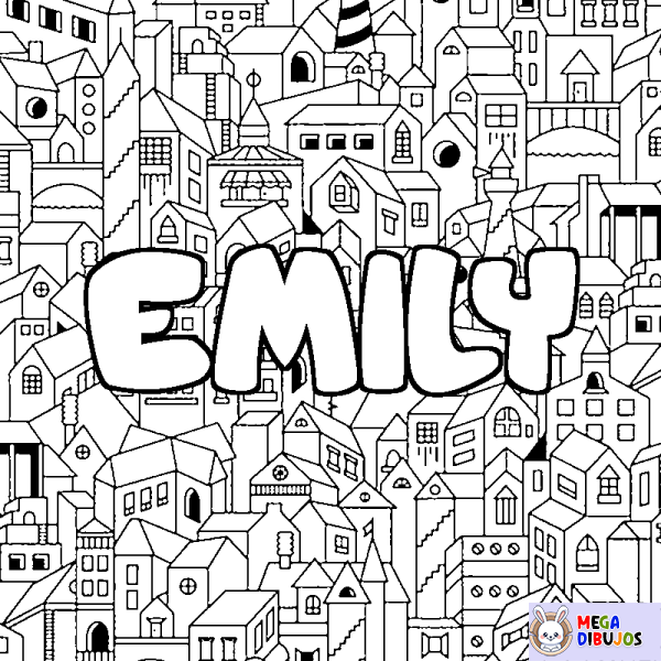 Coloración del nombre EMILY - decorado ciudad