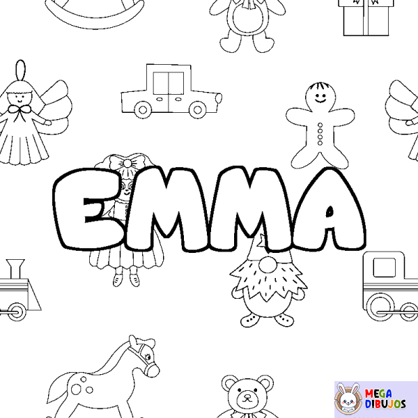 Coloración del nombre EMMA - decorado juguetes