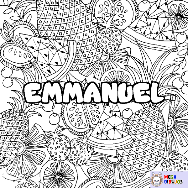 Coloración del nombre EMMANUEL - decorado mandala de frutas