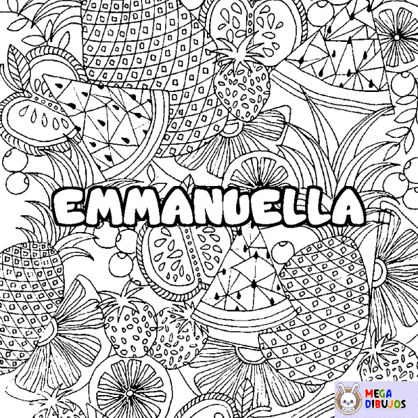 Coloración del nombre EMMANUELLA - decorado mandala de frutas