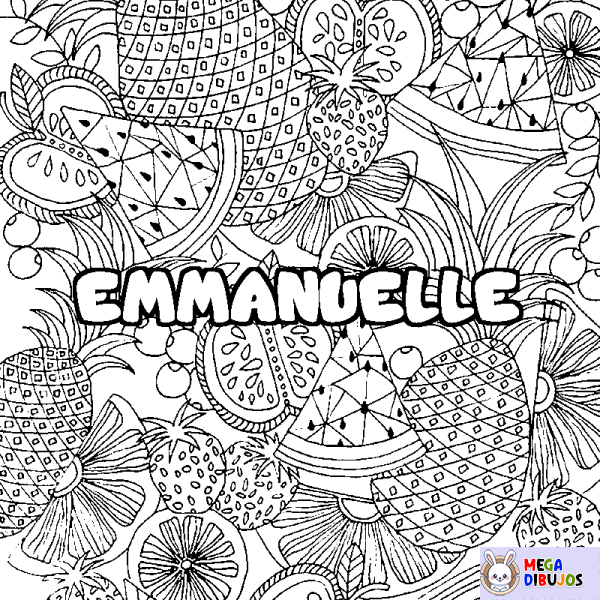 Coloración del nombre EMMANUELLE - decorado mandala de frutas