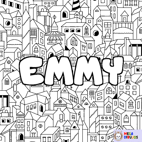 Coloración del nombre EMMY - decorado ciudad