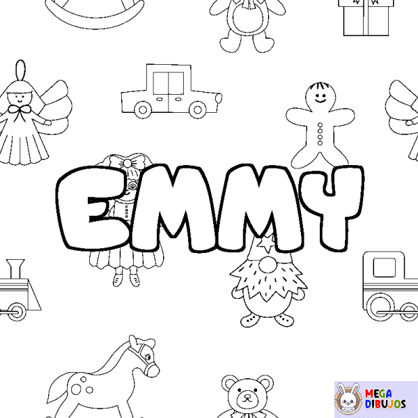 Coloración del nombre EMMY - decorado juguetes