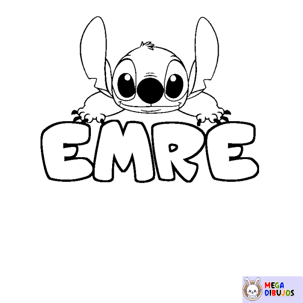 Coloración del nombre EMRE - decorado Stitch