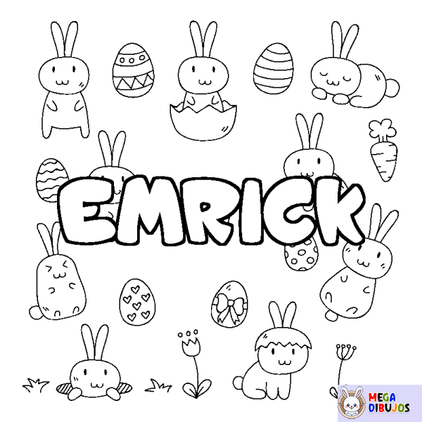 Coloración del nombre EMRICK - decorado Pascua